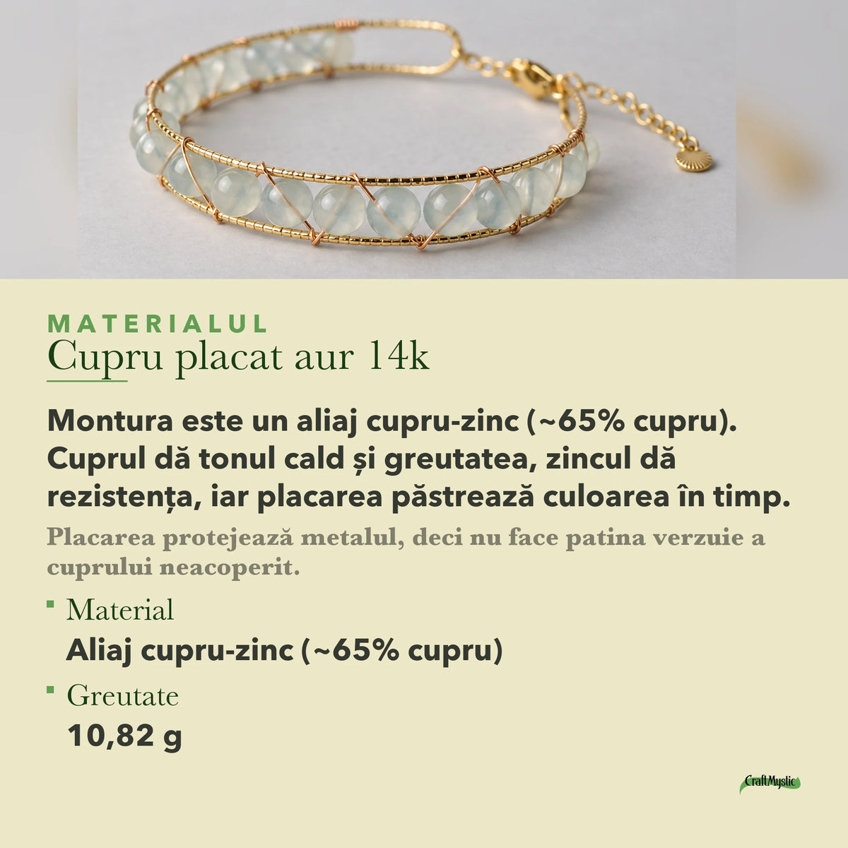 Despre materialul Cupru placat aur 14k