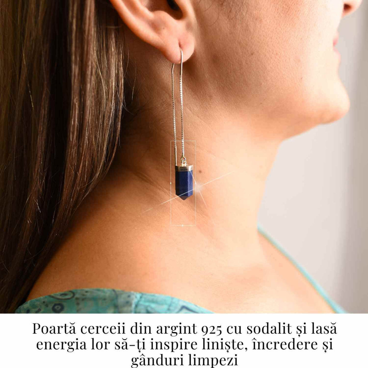 Cercei lungi din argint 925 cu sodalit - Liniste si claritate