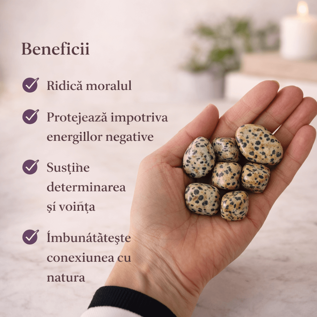 Piatra rulata de Jasp Dalmatian - Aduce echilibru, stabilitate si o legatura blanda cu natura