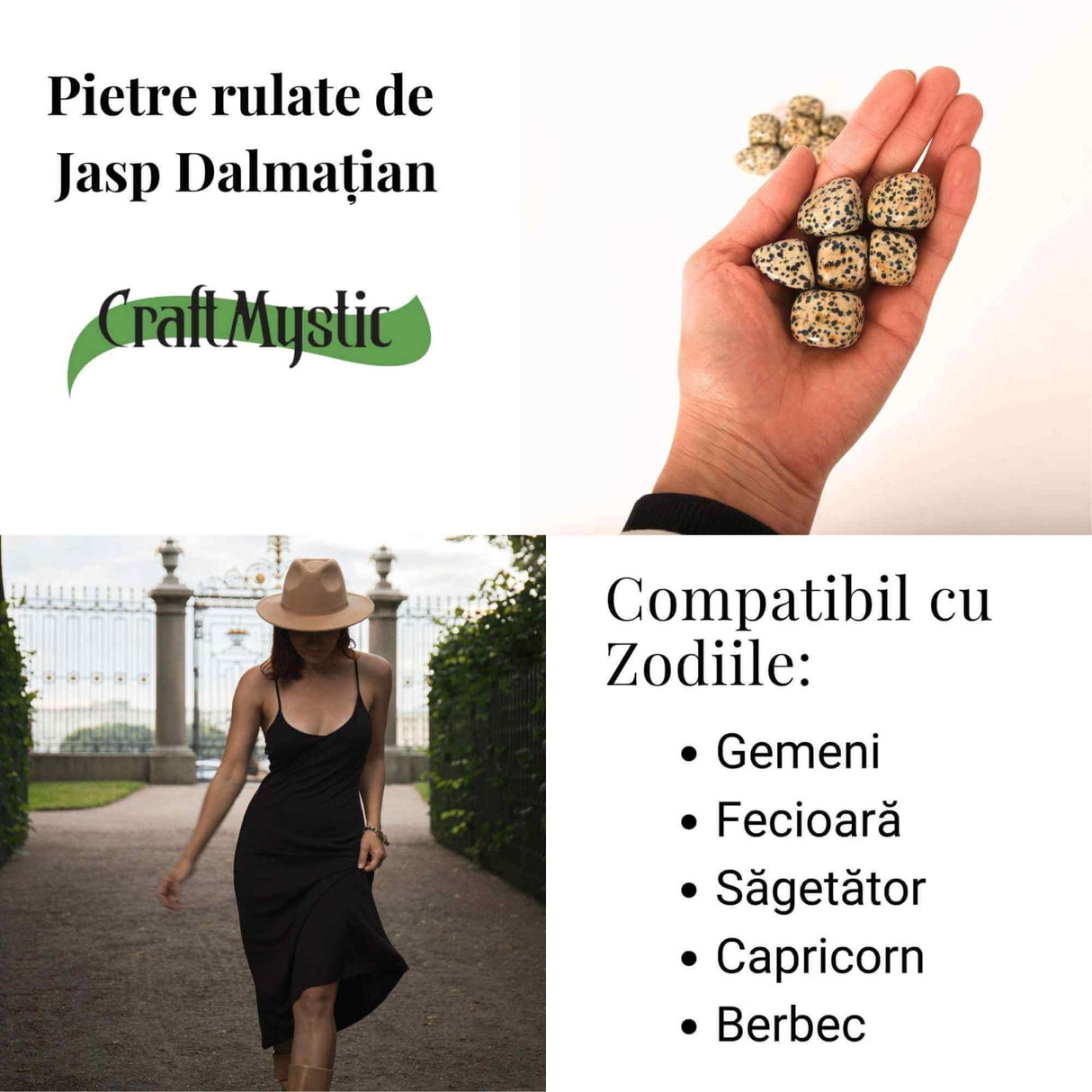 Piatra rulata de Jasp Dalmatian - Aduce echilibru, stabilitate si o legatura blanda cu natura