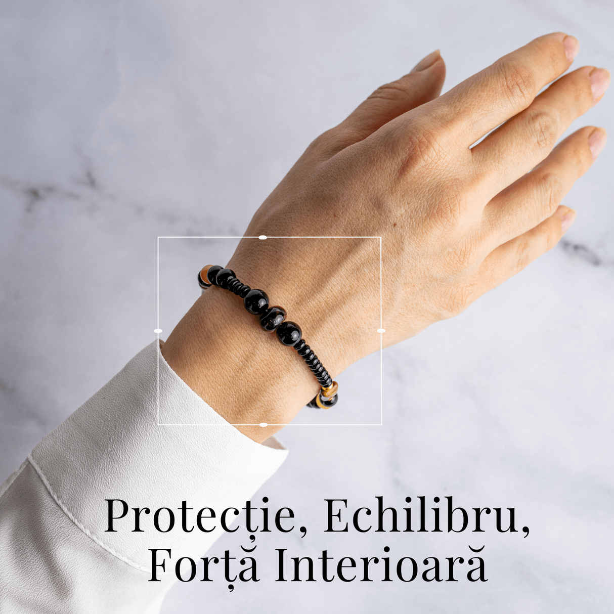 Scut Energetic - Bratara cu Agat Negru, Obsidian si Ochi de Tigru