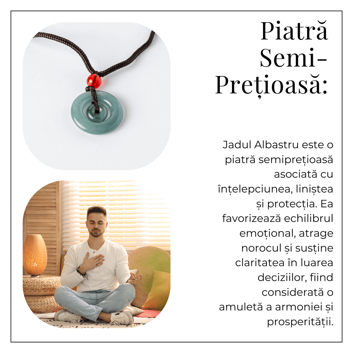 Liniste si Protectie - Colier Talisman Peace Lock din Jad Albastru de Guatemala