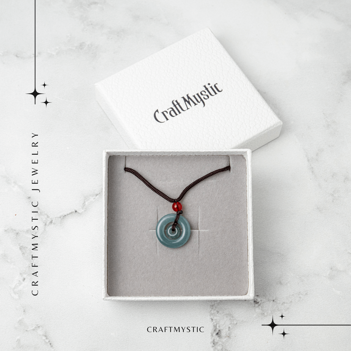 Liniste si Protectie - Colier Talisman Peace Lock din Jad Albastru de Guatemala