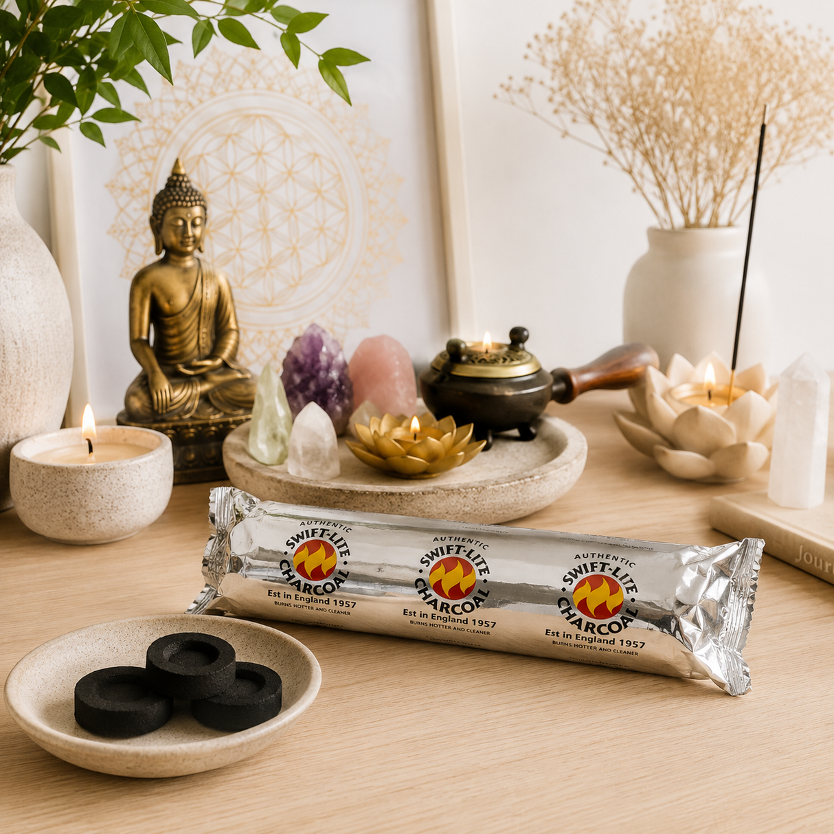 Carbuni Swift-Lite pentru Tamaie si Rasini Naturale – Ardere Rapida si Purificare Energetica