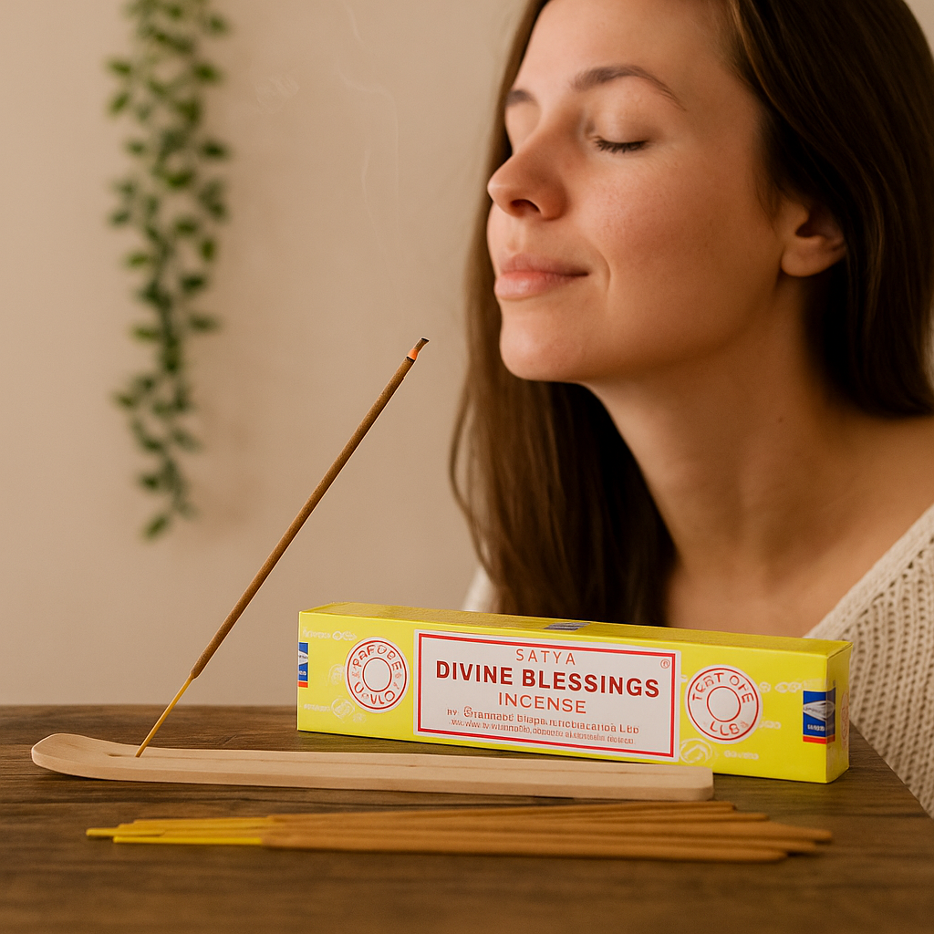 Betisoare parfumate Satya Divine Blessing – aroma sacra pentru meditatie si relaxare