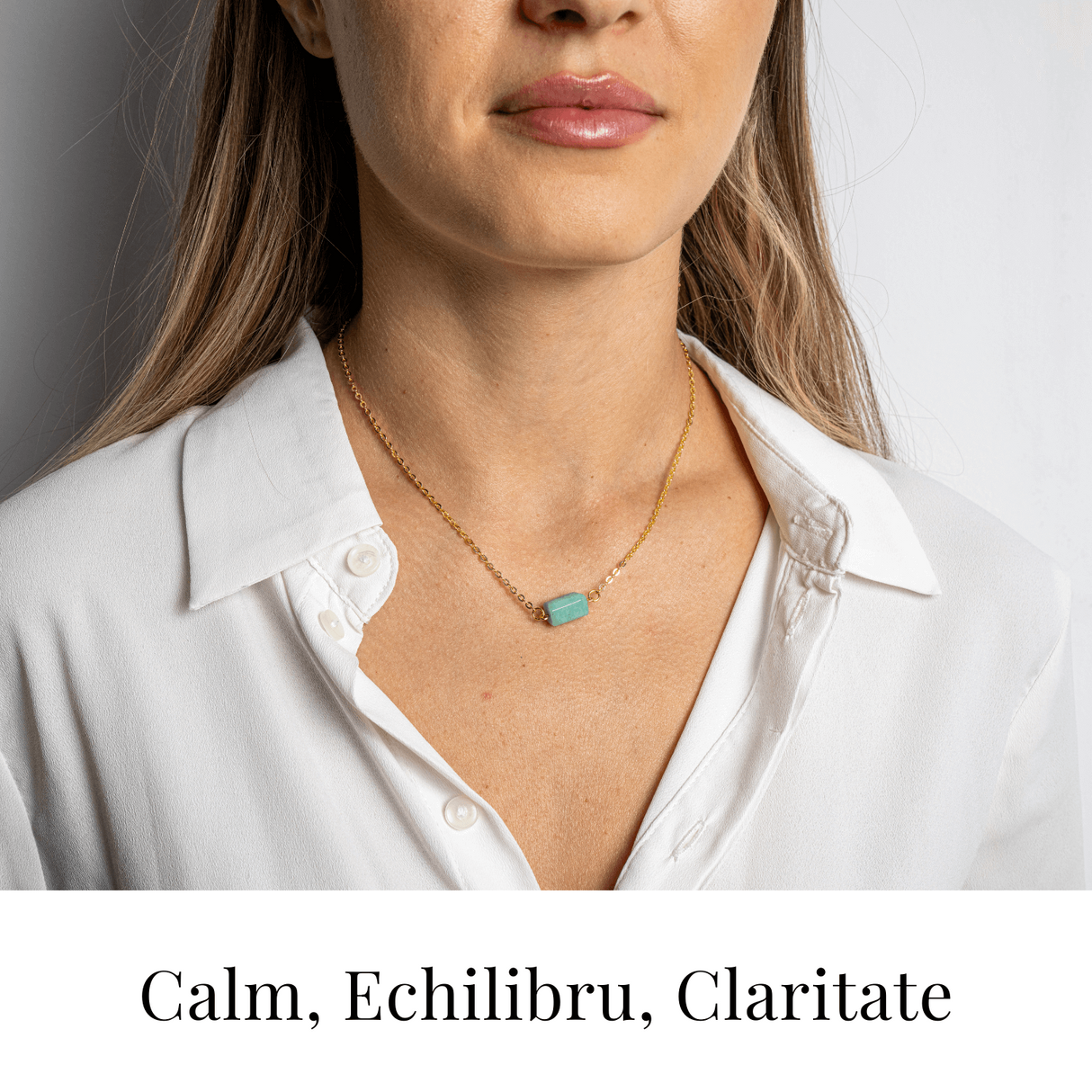 Calm si Echilibru - Colier cu Pandantiv Hexagonal din Amazonit Natural pe Lant de Cupru
