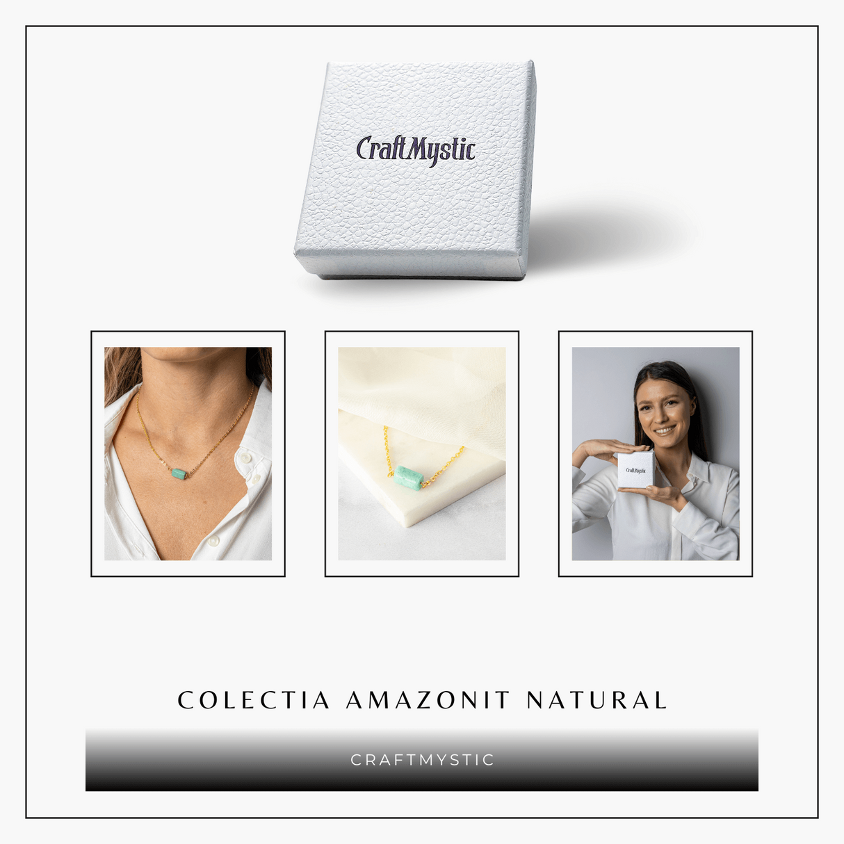 Calm si Echilibru - Colier cu Pandantiv Hexagonal din Amazonit Natural pe Lant de Cupru