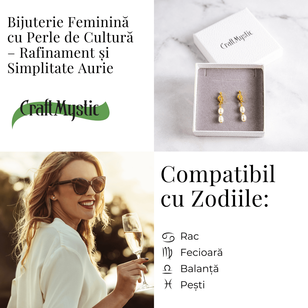 Bijuterie feminina, cercei cu perle de cultura - Rafinament si simplitate aurie