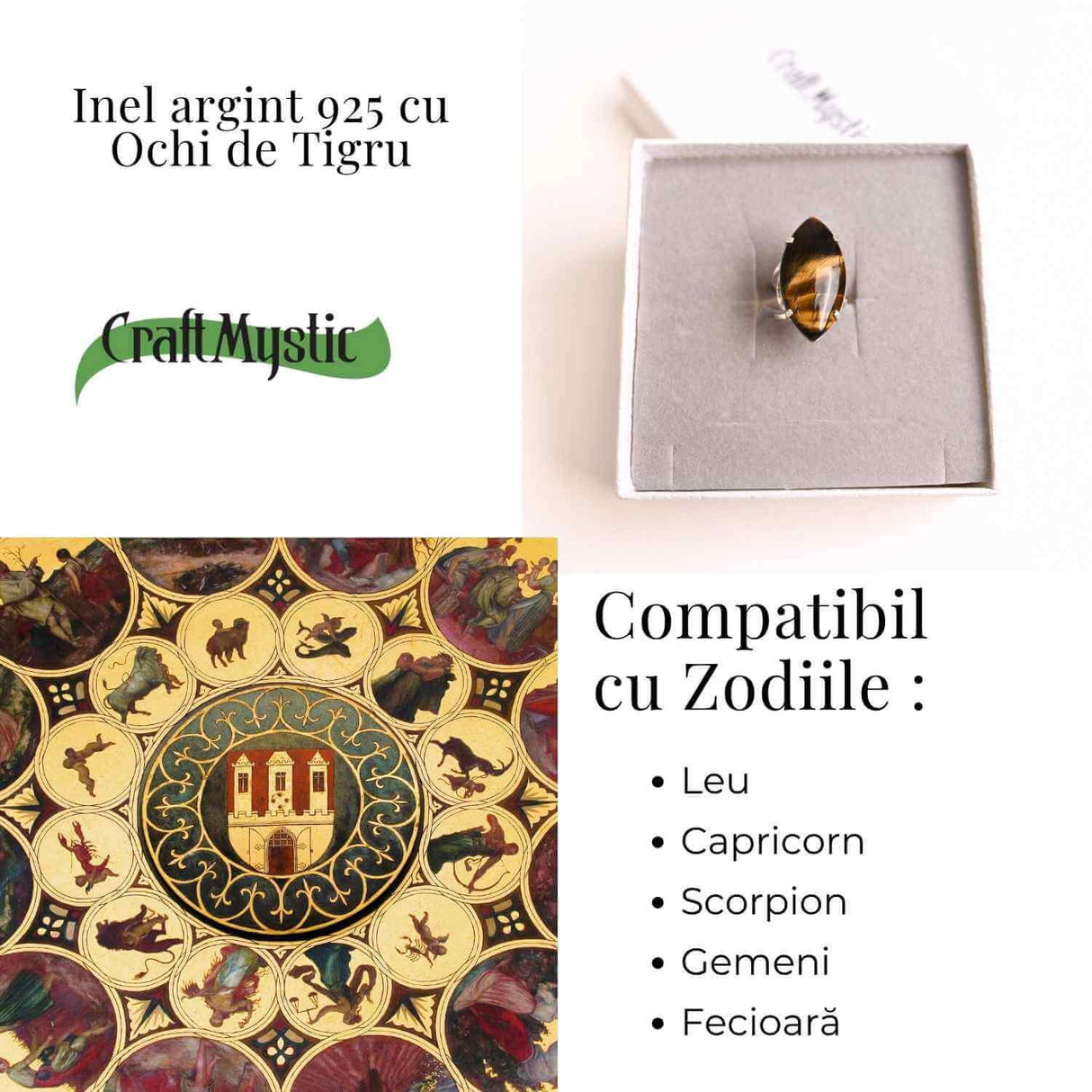 Inel Ajustabil Argint 925 cu Ochi de Tigru - Protectie si Claritate Mentala Zilnica