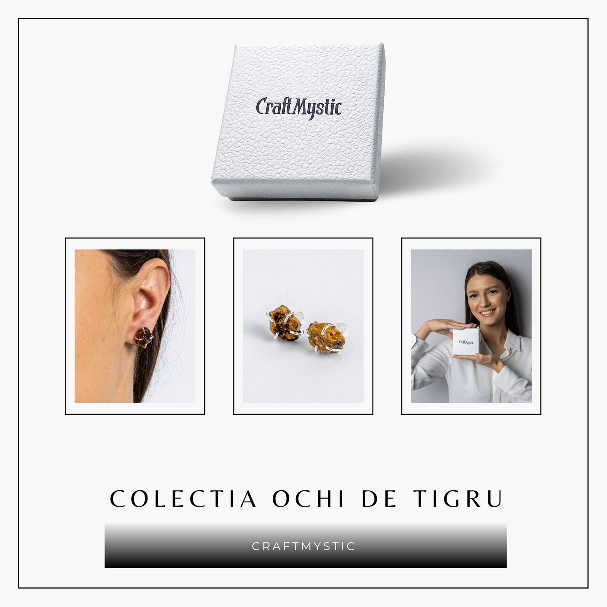 Cercei argintii cu Ochi de Tigru brut - Protectie, curaj si claritate mentala