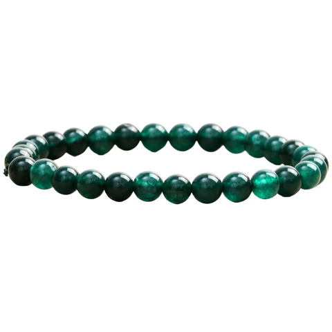 Elastic Bracelet with 6mm Natural Semi-Precious Green Jade Beads