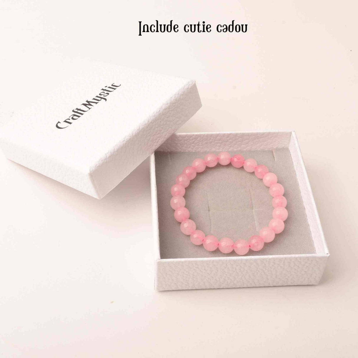 Bratara Elastica cu Margele de 8mm din Cuart Roz, Circumferinta 17 cm - Bijuterie Terapeutica si Cadou Elegant"