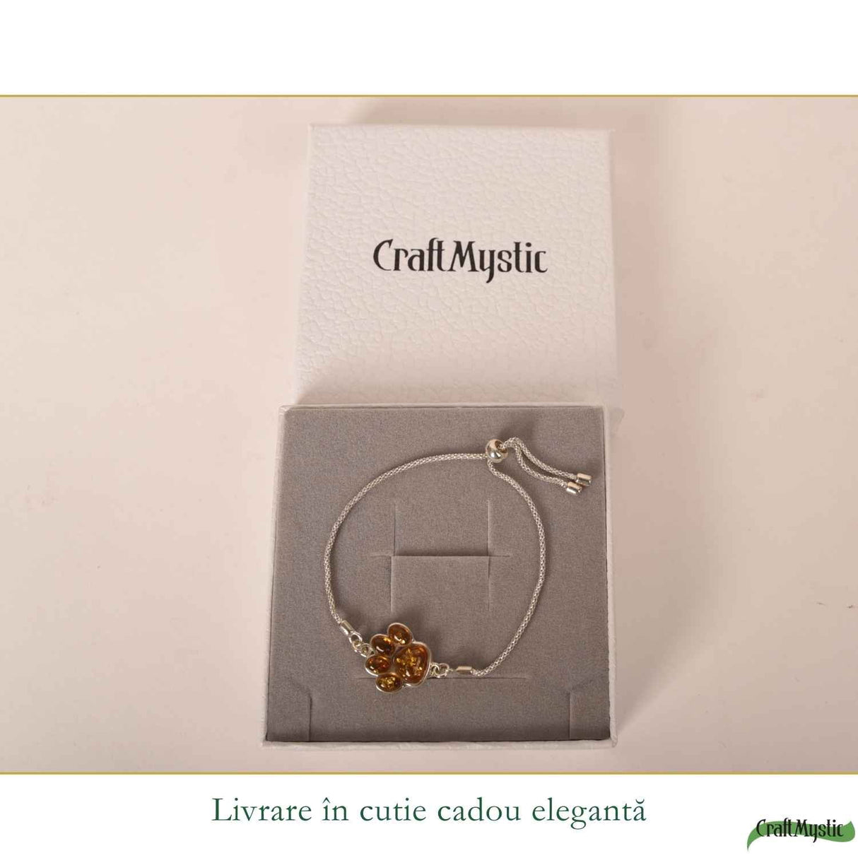 Bratara Argint 925 Labuta de Catel cu Chihlimbar Natural - Energie si Loialitate