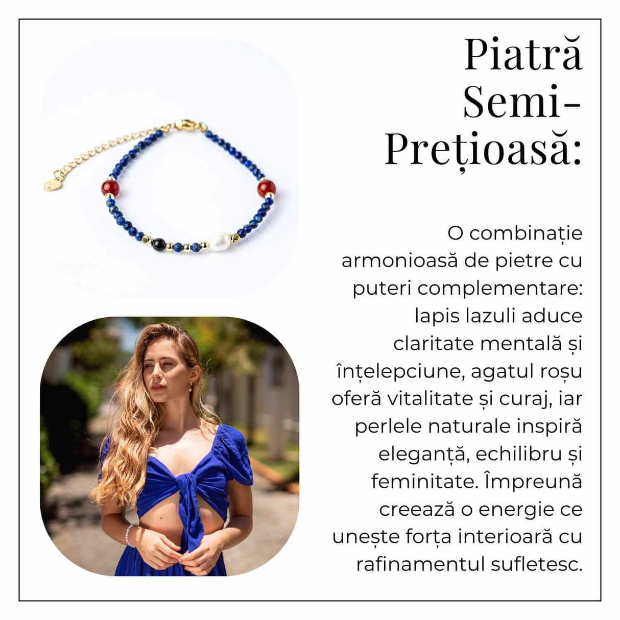 Bratara cu Lapis Lazuli, Agat Rosu si Perla Naturala - Claritate si Armonie Interioara