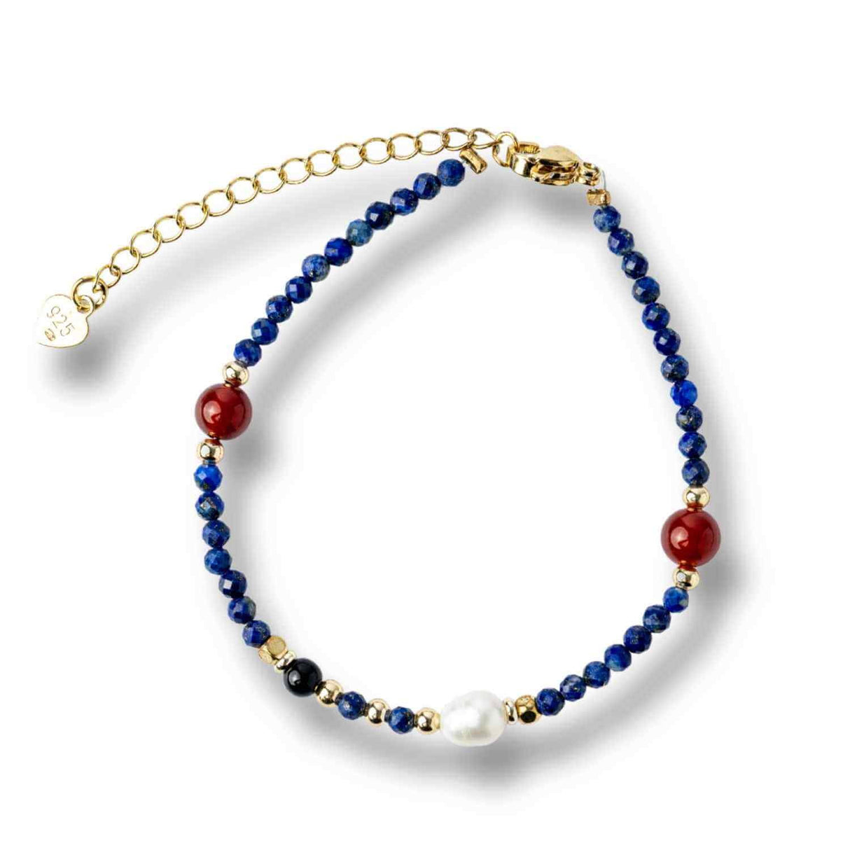 Bratara cu Lapis Lazuli, Agat Rosu si Perla Naturala - Claritate si Armonie Interioara