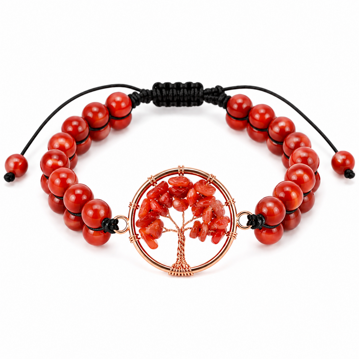Bratara cu Agat Rosu si Arborele Vietii – Energie, Curaj si Stabilitate