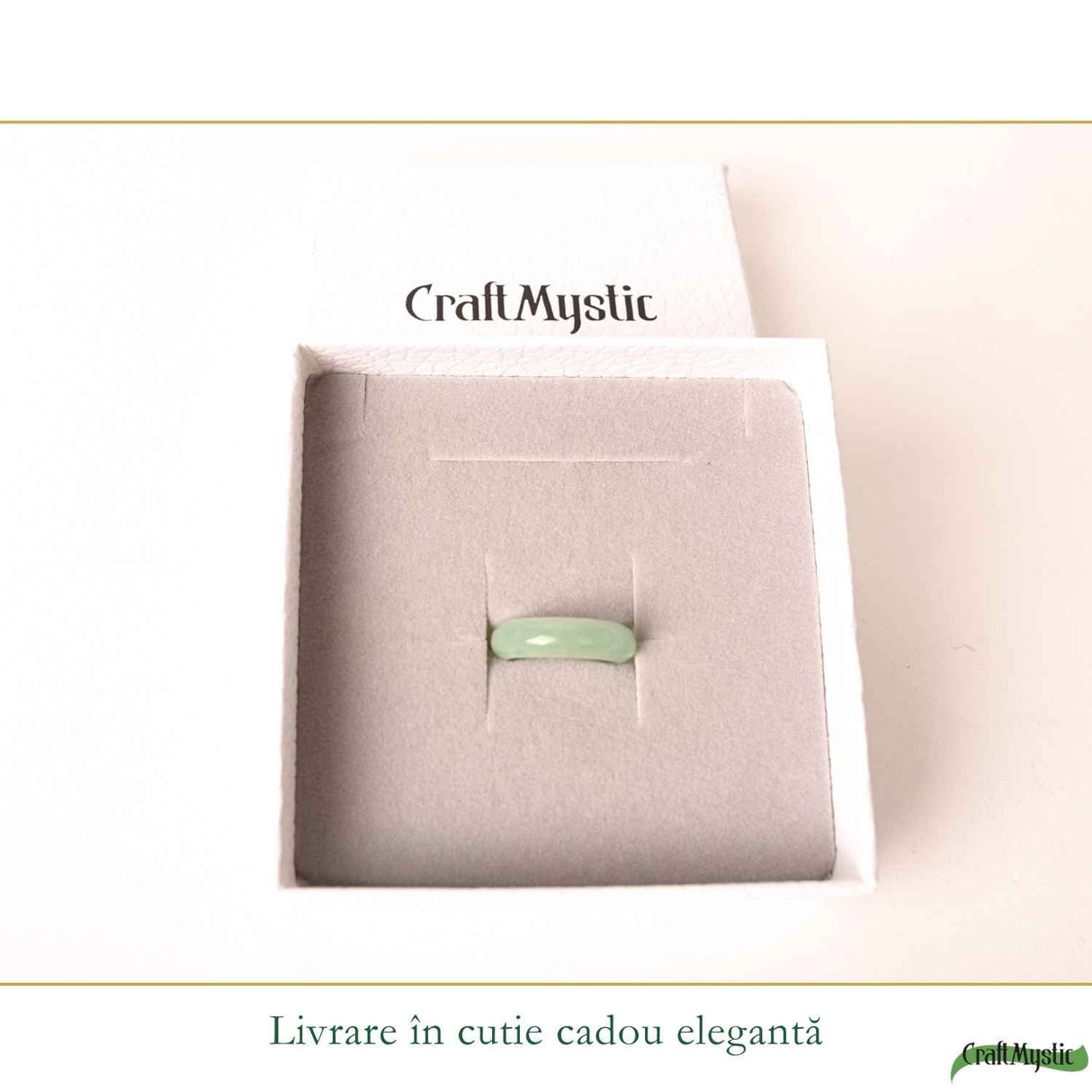 Inel cu Aventurin Verde Natural turnat – Noroc, Echilibru si Energie Pozitiva