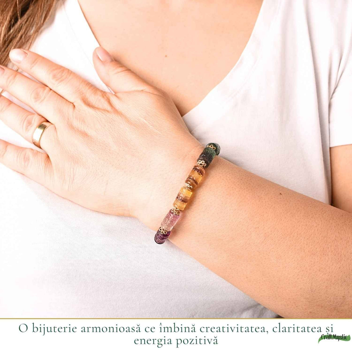 Bratara cu Fluorit Multicolor Natural – Claritate Mentala si Armonie