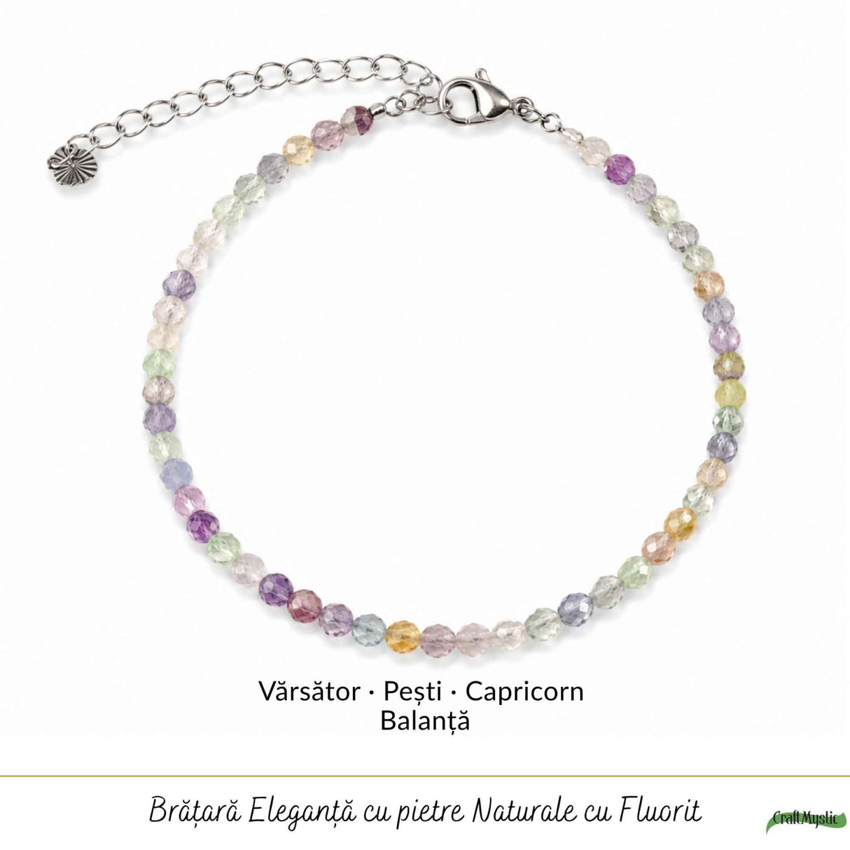 Bratara eleganta cu Fluorit Natural Fatetat 3 mm – Claritate Mentala si Echilibru Interior