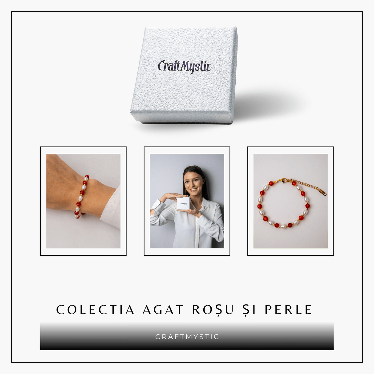 Bratara Agat Rosu si Perle Naturale - Energie, Eleganta si Armonie Feminina