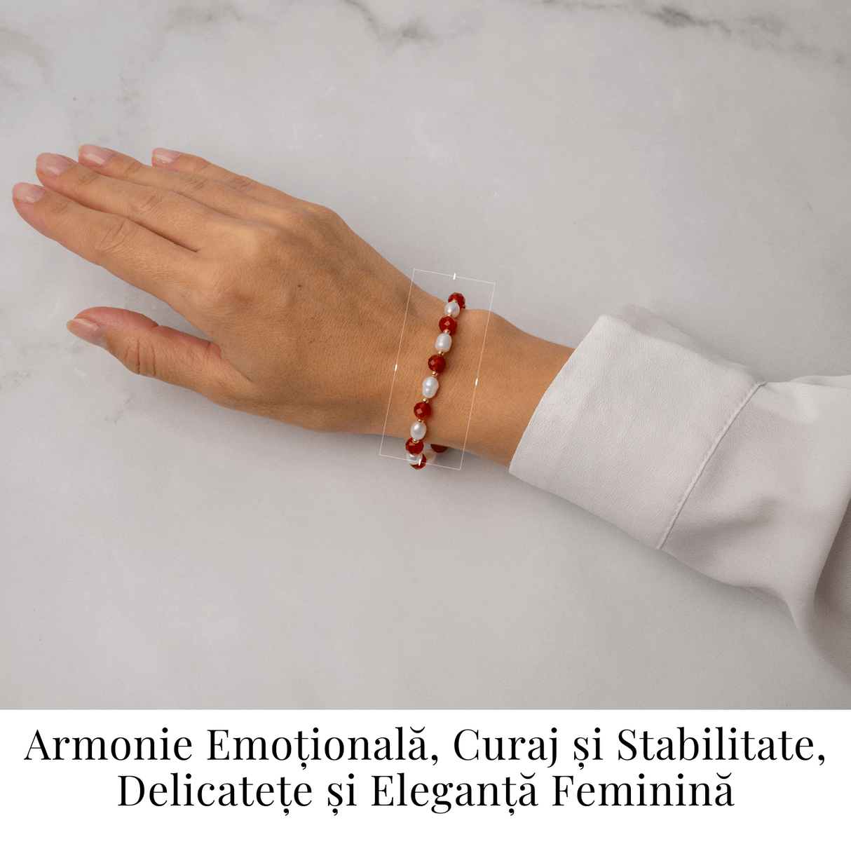 Bratara Agat Rosu si Perle Naturale - Energie, Eleganta si Armonie Feminina