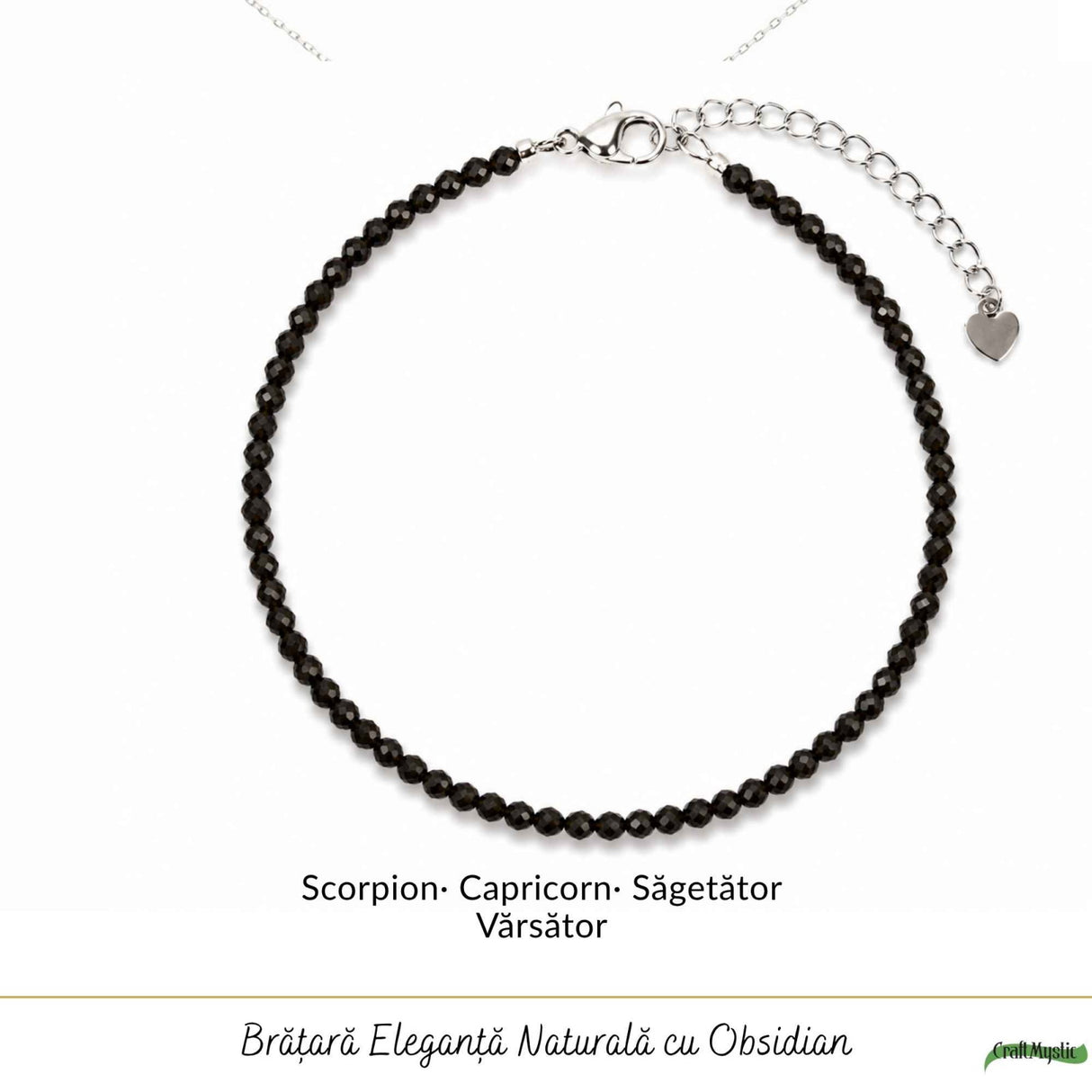 Bratara eleganta cu Obsidian Natural Fatetat 2 mm – Protectie si Echilibru Interior