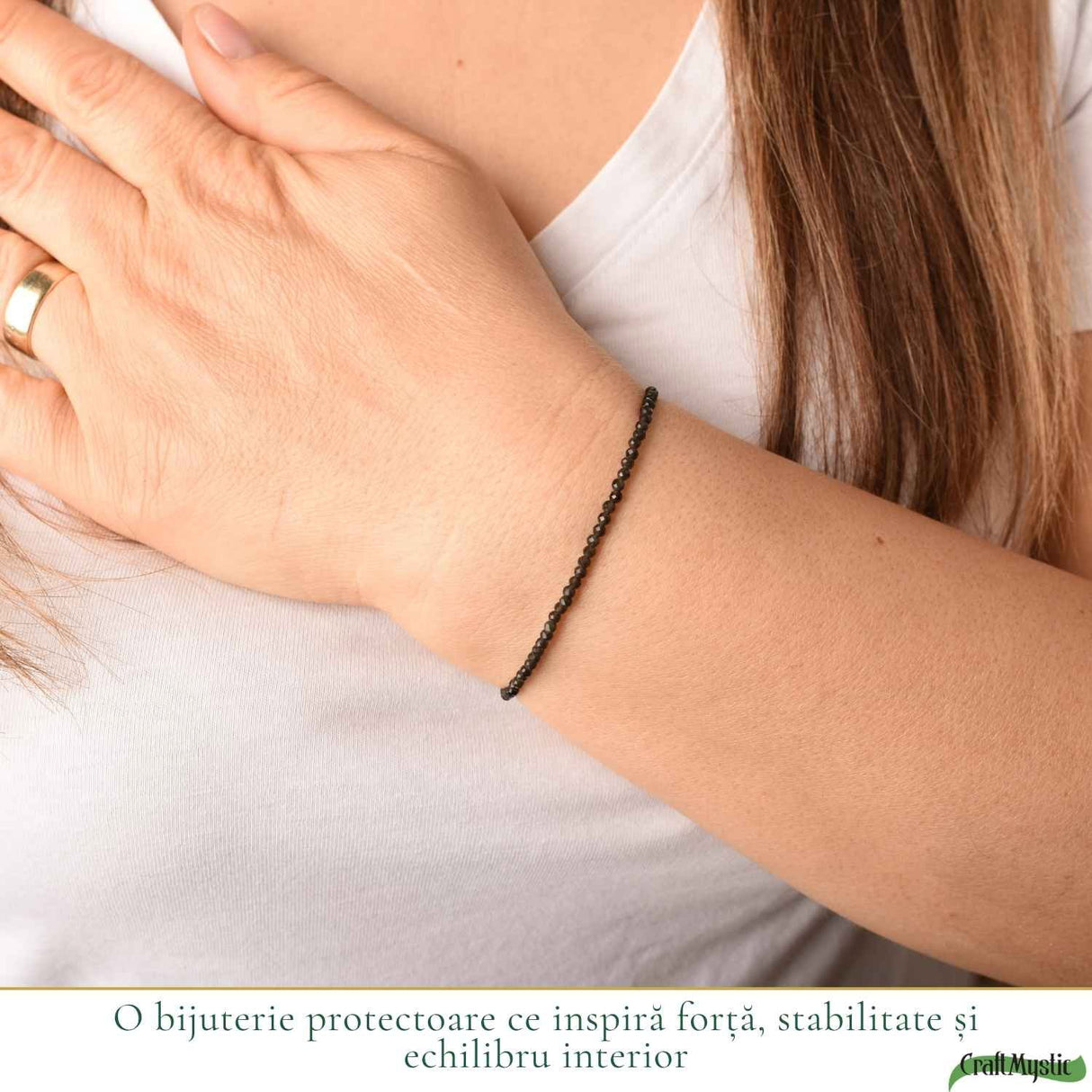 Bratara eleganta cu Obsidian Natural Fatetat 2 mm – Protectie si Echilibru Interior