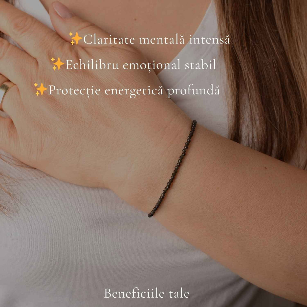 Bratara eleganta cu Obsidian Natural Fatetat 2 mm – Protectie si Echilibru Interior