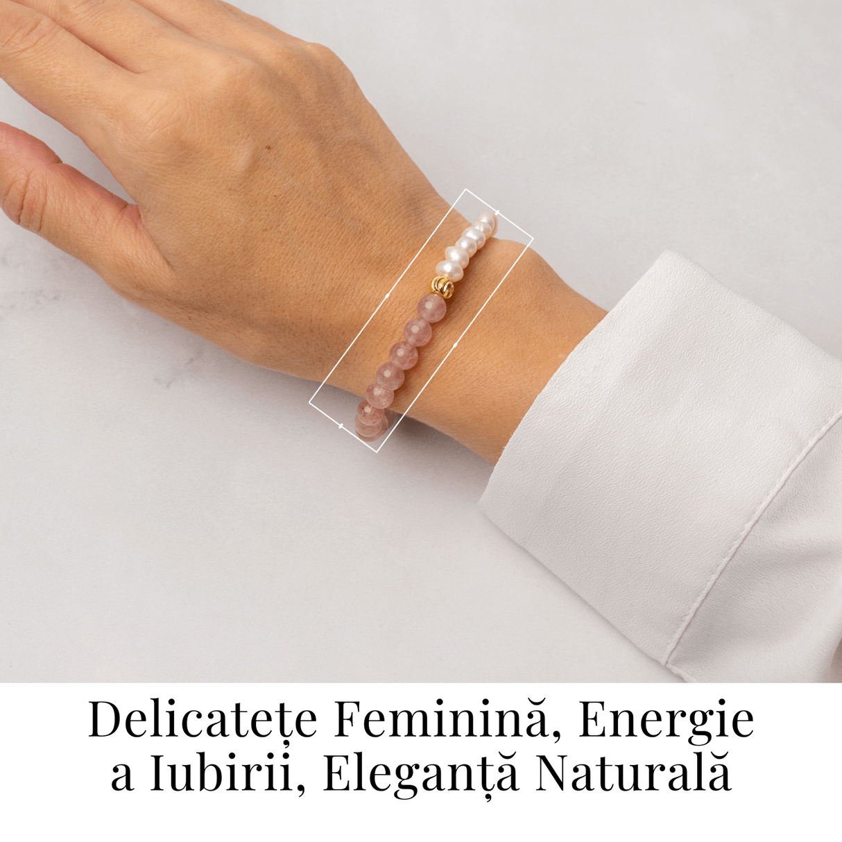 Bratara cu Cristal Capsuna si Perle Naturale - Delicatete, Feminitate si Lumina Interioara