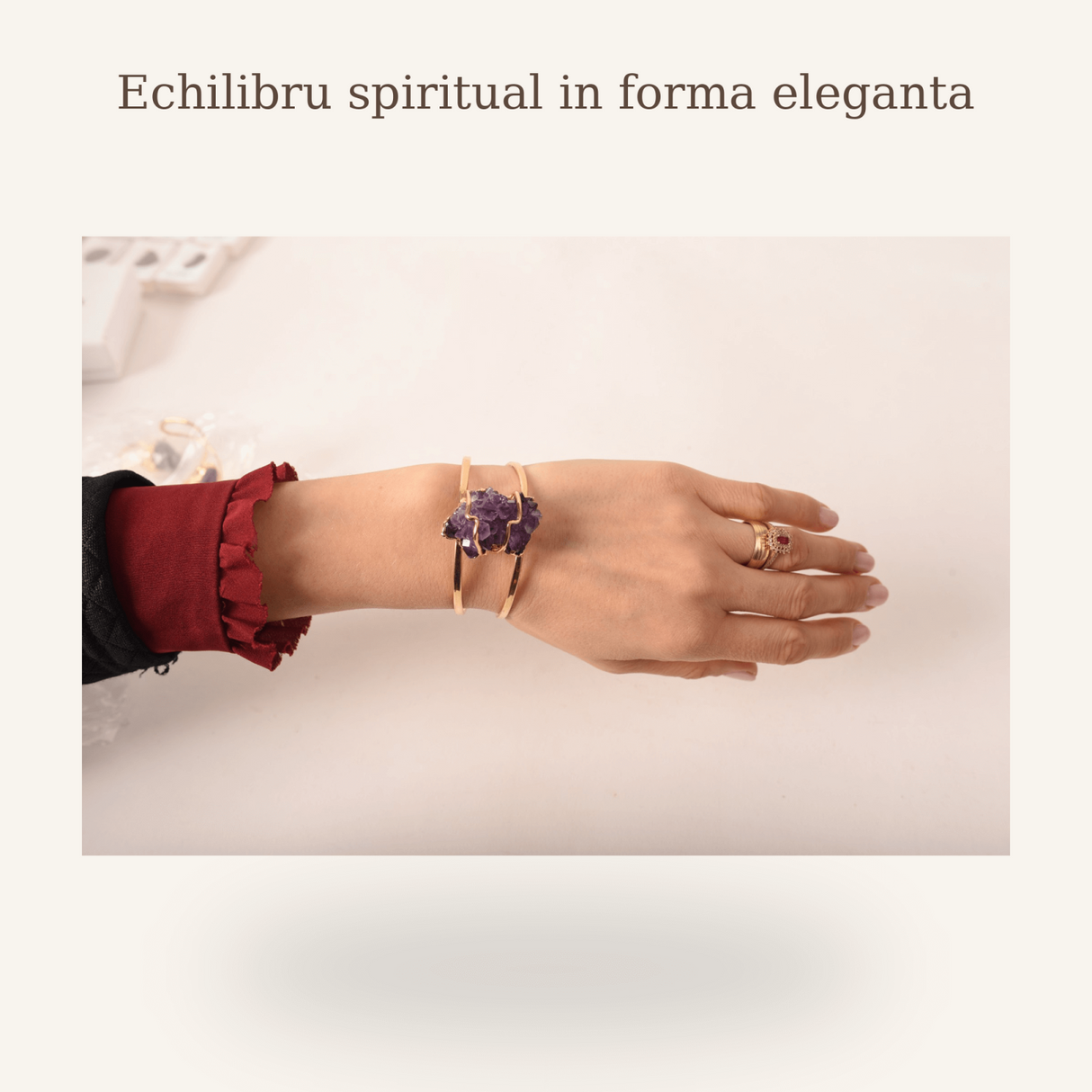 Bratara cuff cu Ametist natural - Echilibru spiritual in forma eleganta