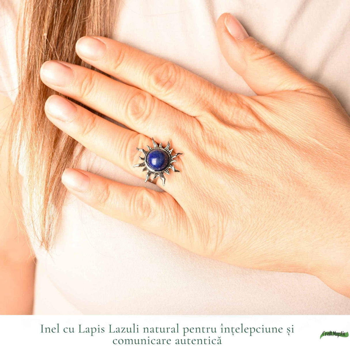 Inel cu Lapis Lazuli Natural in Forma de Soare – Intelepciune si Comunicare Autentica