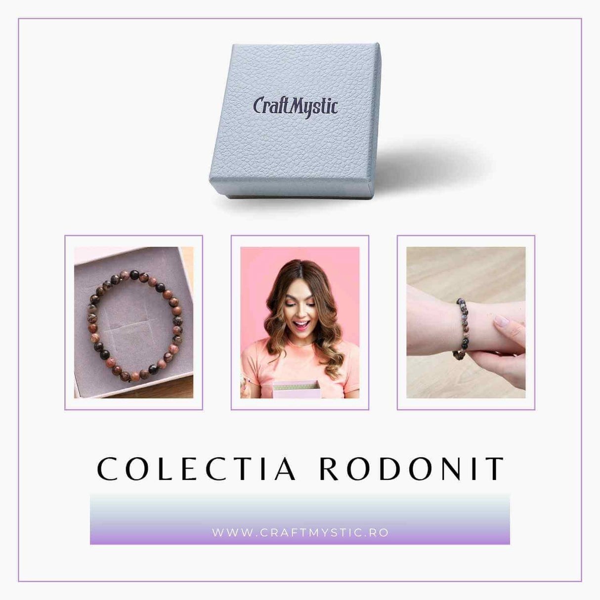 Bratara Elastica cu Margele 6mm din Rodonit -Vindecare Emotionala si Echilibru