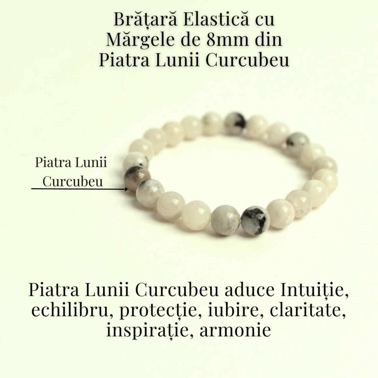 Bratara Elastica cu Margele 8mm din Piatra Lunii Curcubeu