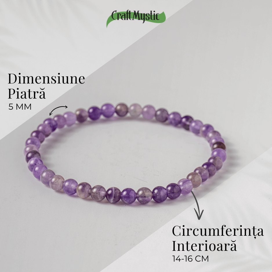 Bratara Elastica din Ametist 5mm - Claritate Mentala si Echilibru Emotional
