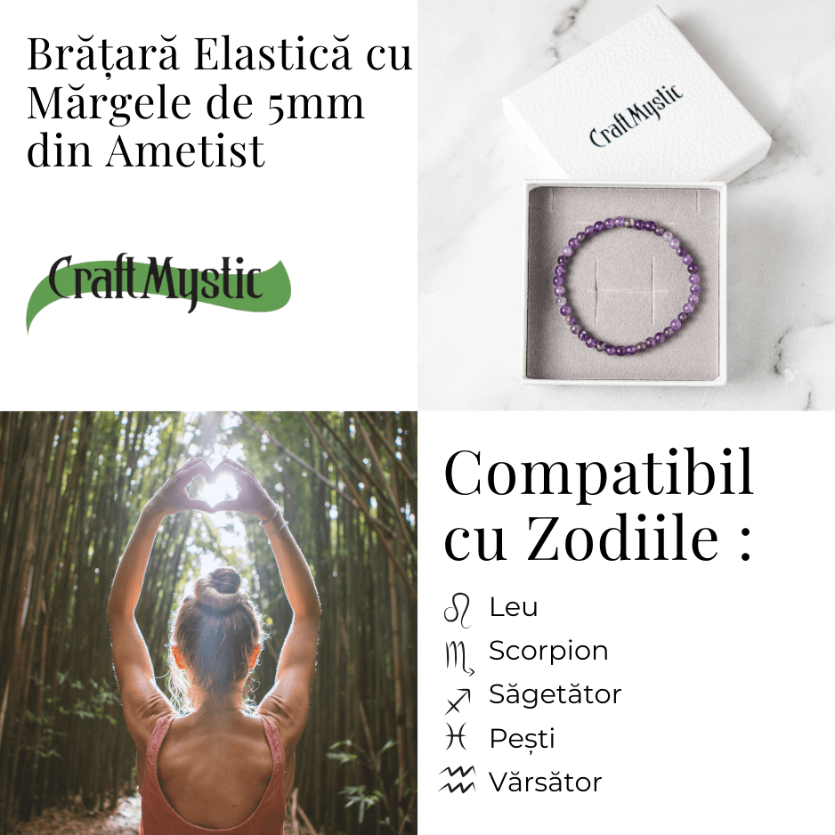 Bratara Elastica din Ametist 5mm - Claritate Mentala si Echilibru Emotional
