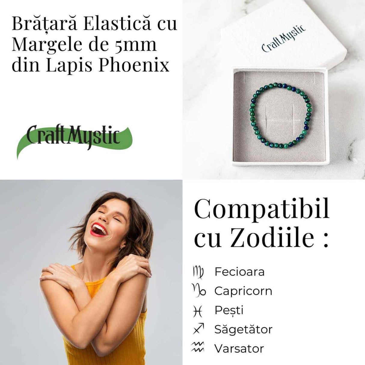 Bratara Elastica cu Margele 5 mm de Lapis Phoenix pentru Claritate si Creativitate