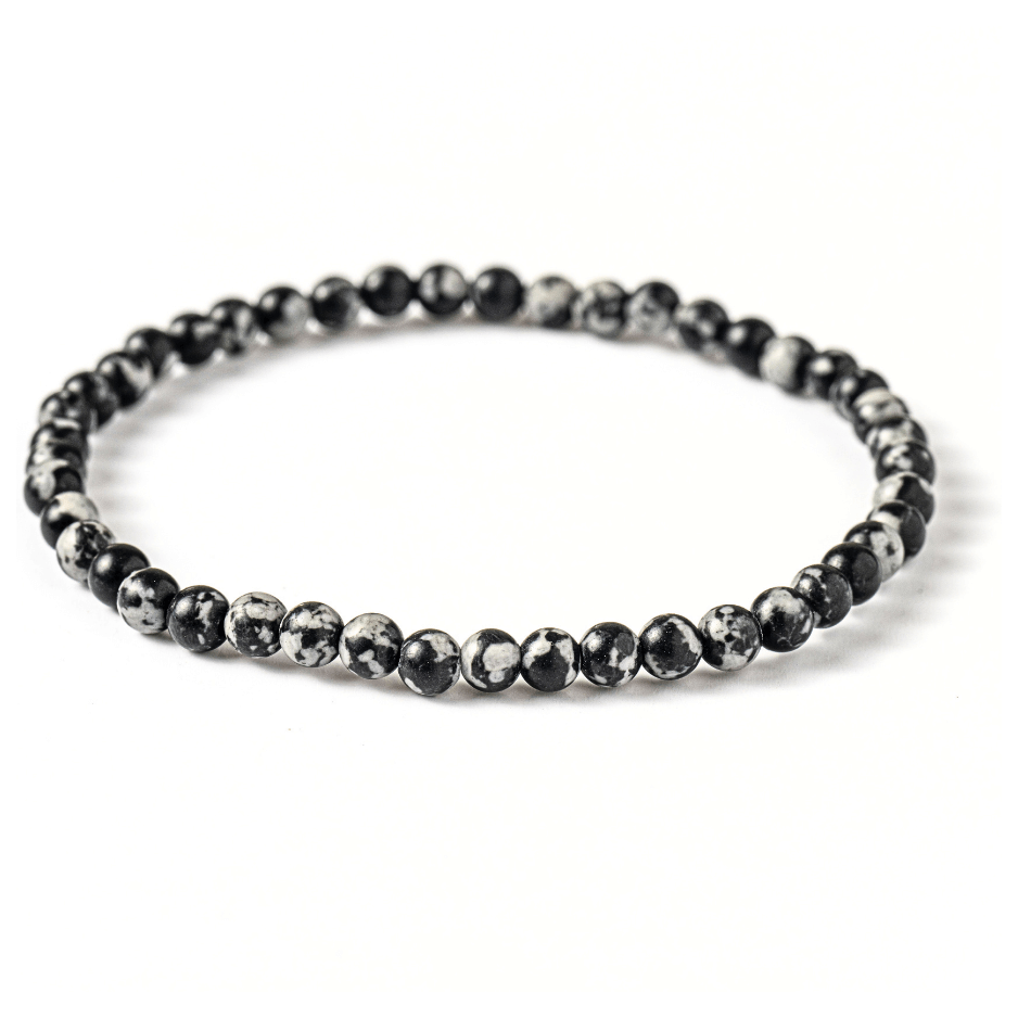 Bratara elastica 4mm din Obsidian Fulg de Nea - Protectie si Echilibru