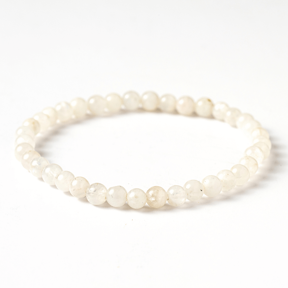Bratara elastica cu margele 5mm naturale Piatra a Lunii Curcubeu - Echilibru si Intuitie