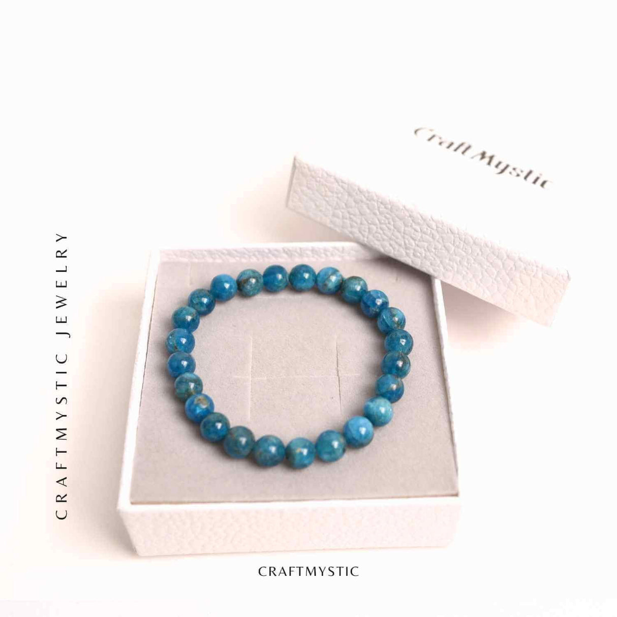 Bratara elastica 8mm din Apatit Albastru - Creativitate si claritate mentala