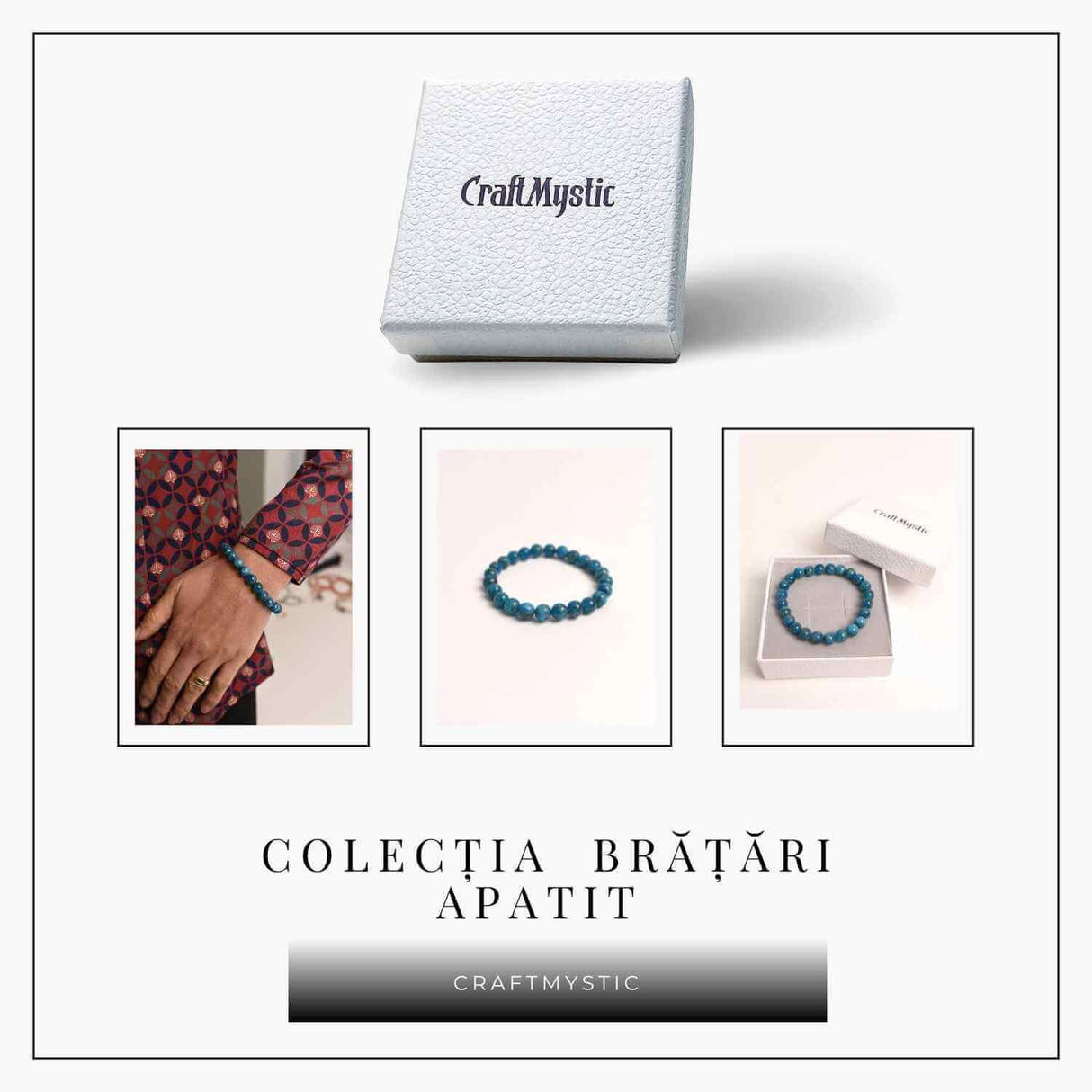 Bratara elastica 8mm din Apatit Albastru - Creativitate si claritate mentala