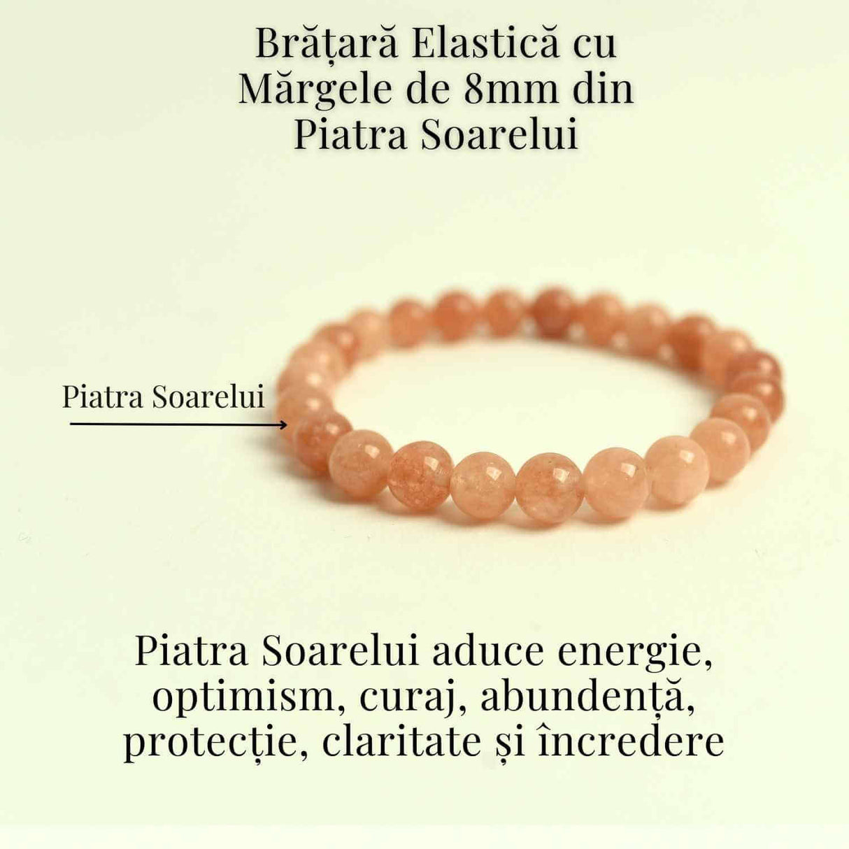Bratara elastica cu piatra soarelui 8mm - Incredere si abundenta
