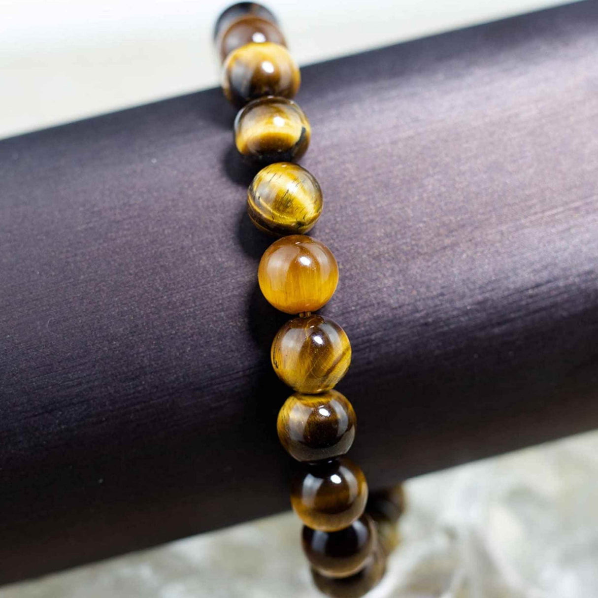 Bratara elastica cu pietre semipretioase ochi de tigru de 8 mm - bratara pentru meditatie