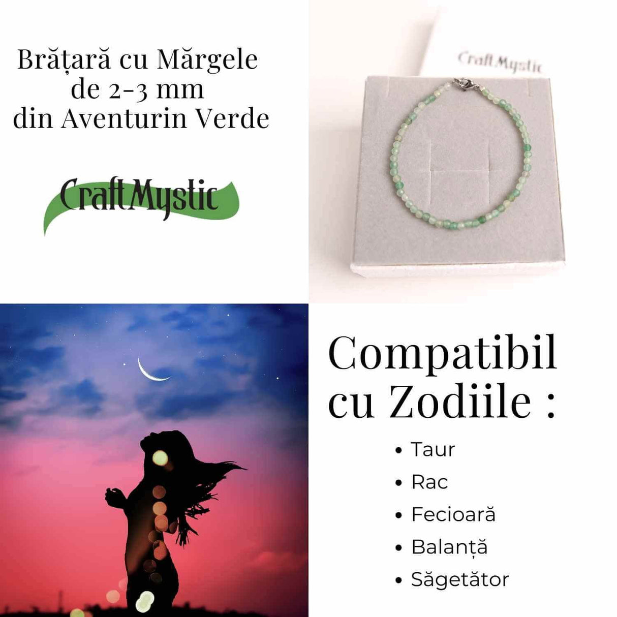 Bratara cu margele 2-3 mm aventurin verde fatetat natural pentru noroc si echilibru emotional