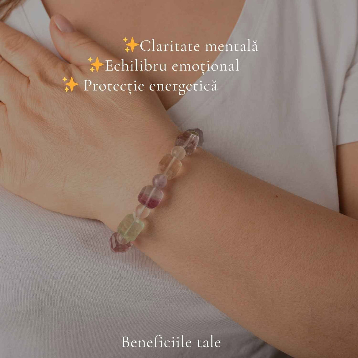 Bratara cu Fluorit Multicolor Natural – Echilibru si Claritate Interioara