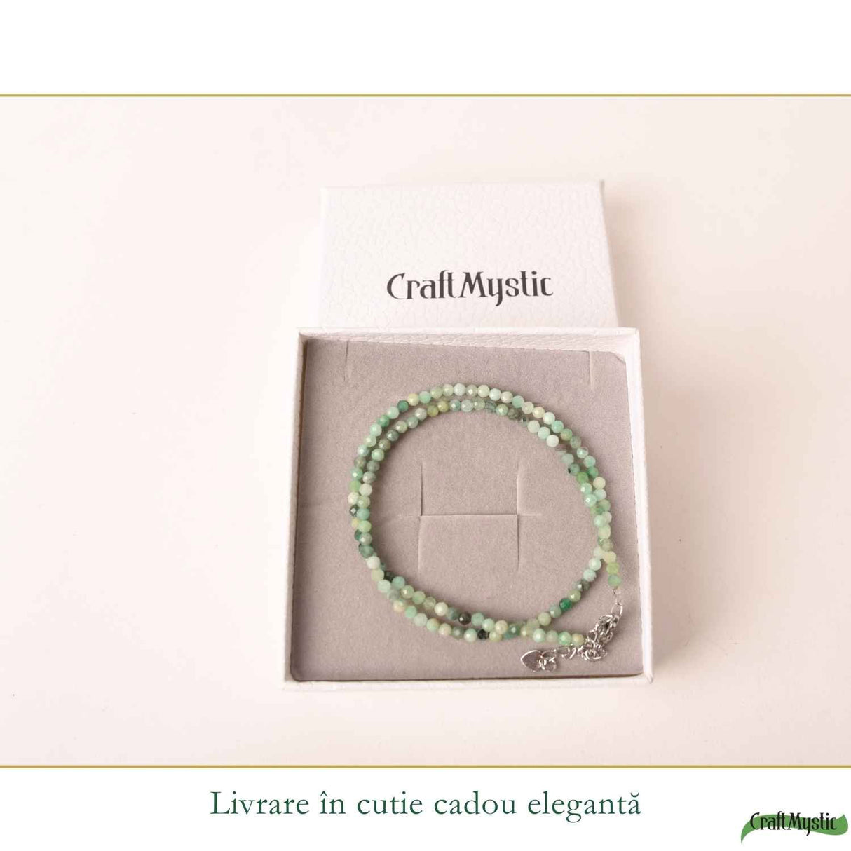 Colier Fin la Baza Gatului Tip Choker cu Smarald Fatetat 3 mm – Prosperitate si Eleganta Naturala