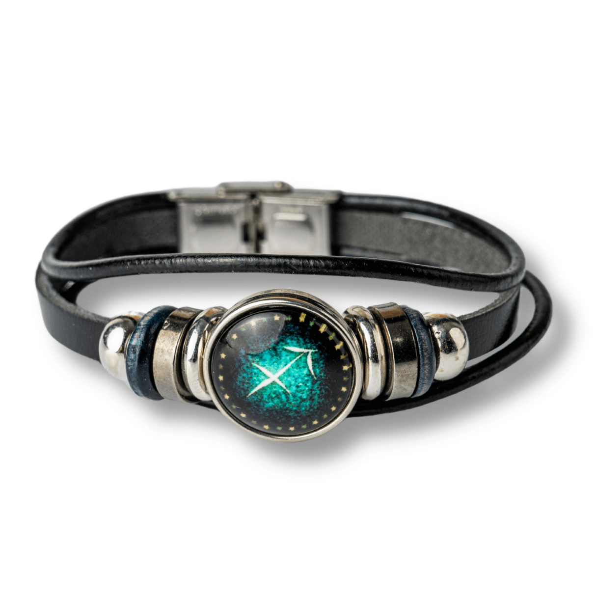 Bratara Fixa zodia Berbec din Piele Sintetica cu Cabochon Rotund - Semn Zodiacal Personalizat pentru Stil si Conexiune Astrologica