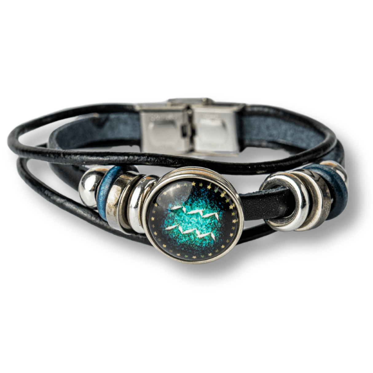 Bratara Fixa zodia Berbec din Piele Sintetica cu Cabochon Rotund - Semn Zodiacal Personalizat pentru Stil si Conexiune Astrologica