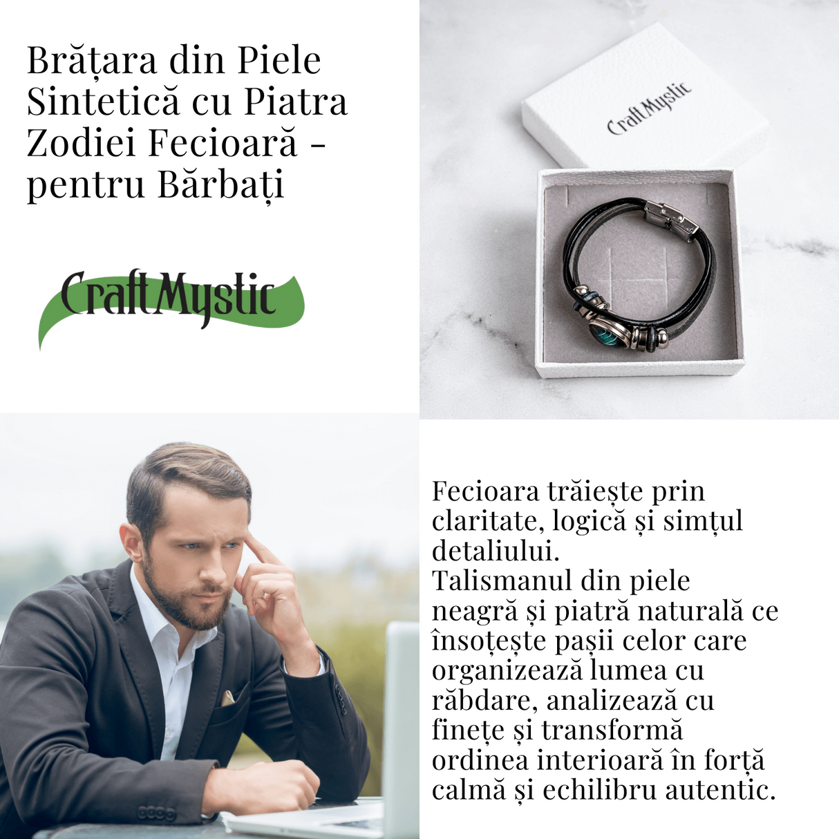 Bratara Fixa zodia Berbec din Piele Sintetica cu Cabochon Rotund - Semn Zodiacal Personalizat pentru Stil si Conexiune Astrologica