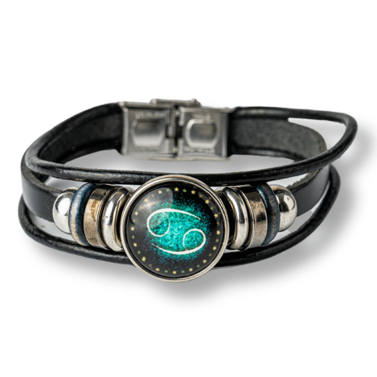Bratara Fixa zodia Berbec din Piele Sintetica cu Cabochon Rotund - Semn Zodiacal Personalizat pentru Stil si Conexiune Astrologica