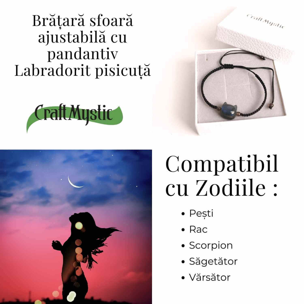 Bratara ajustabila Labradorit pisicuta - protectie si intuitie